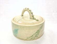 Load image into Gallery viewer, ceramic jar with fern impressions, FREE SHIPPING, handmade pottery cannister