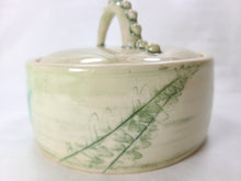 Load image into Gallery viewer, ceramic jar with fern impressions, FREE SHIPPING, handmade pottery cannister