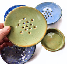 Load image into Gallery viewer, pottery soap dish, various colors, FREE SHIPPING, ceramic sponge holder