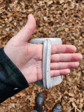 Load image into Gallery viewer, pottery mug, speckled white with ferns, FREE SHIPPING