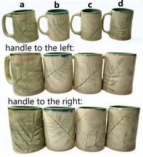 Load image into Gallery viewer, pottery mug with fern imprint, FREE SHIPPING, handmade ceramic fern mug