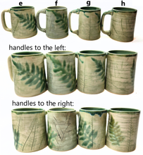 Load image into Gallery viewer, pottery mug with fern imprint, FREE SHIPPING, handmade ceramic fern mug