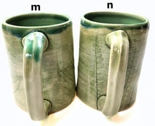 Load image into Gallery viewer, pottery mug with fern imprint, FREE SHIPPING, handmade ceramic fern mug