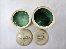 Load image into Gallery viewer, ceramic jar with fern impressions, FREE SHIPPING, handmade pottery cannister