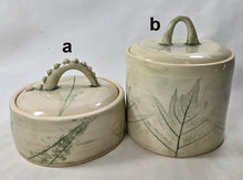 Load image into Gallery viewer, ceramic jar with fern impressions, FREE SHIPPING, handmade pottery cannister