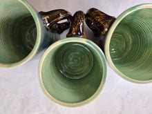 Load image into Gallery viewer, pottery mug made of recycled materials with leaf impressions, FREE SHIPPING, handmade ceramic mug