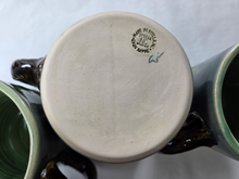 Load image into Gallery viewer, pottery mug made of recycled materials with leaf impressions, FREE SHIPPING, handmade ceramic mug