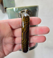 Load image into Gallery viewer, pottery mug made of recycled materials with leaf impressions, FREE SHIPPING, handmade ceramic mug