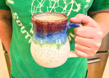 Load image into Gallery viewer, pottery mug with layered "sunset" glaze, curvy, FREE SHIPPING