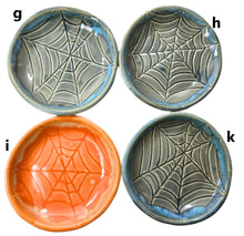 Load image into Gallery viewer, pottery dish spider web for halloween decor, FREE SHIPPING, small ceramic dish