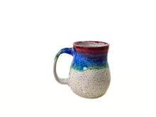 Load image into Gallery viewer, pottery mug with layered "sunset" glaze, curvy, FREE SHIPPING
