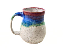 Load image into Gallery viewer, pottery mug with layered "sunset" glaze, curvy, FREE SHIPPING