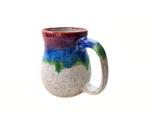 Load image into Gallery viewer, pottery mug with layered "sunset" glaze, curvy, FREE SHIPPING
