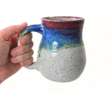 Load image into Gallery viewer, pottery mug with layered "sunset" glaze, curvy, FREE SHIPPING