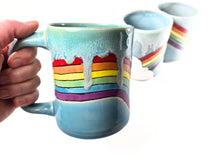 Load image into Gallery viewer, pottery mug rainbow, FREE SHIPPING, handmade ceramic mug
