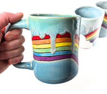 Load image into Gallery viewer, pottery mug rainbow, FREE SHIPPING, handmade ceramic mug