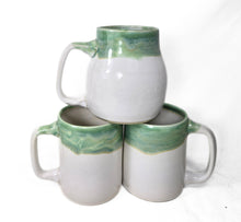 Load image into Gallery viewer, pottery mug, white and green, FREE SHIPPING, handmade ceramic mug