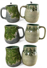 Load image into Gallery viewer, pottery mug made of recycled materials with leaf impressions, FREE SHIPPING, handmade ceramic mug