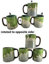 Load image into Gallery viewer, pottery mug made of recycled materials with leaf impressions, FREE SHIPPING, handmade ceramic mug