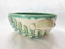 Load image into Gallery viewer, pottery bowl, serving bowl with ferns, FREE SHIPPING, small ceramic serving bowl
