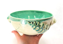Load image into Gallery viewer, pottery bowl, serving bowl with ferns, FREE SHIPPING, small ceramic serving bowl