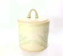 Load image into Gallery viewer, ceramic jar with fern impressions, FREE SHIPPING, handmade pottery cannister