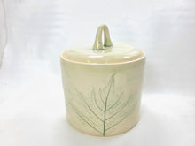 Load image into Gallery viewer, ceramic jar with fern impressions, FREE SHIPPING, handmade pottery cannister