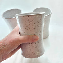 Load image into Gallery viewer, pottery cup "pint glass" speckled white, FREE SHIPPING, ceramic cup