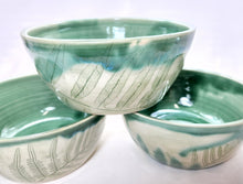Load image into Gallery viewer, pottery bowl, soup bowl with fern impressions, FREE SHIPPING, handmade ceramic bowl