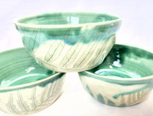 Load image into Gallery viewer, pottery bowl, soup bowl with fern impressions, FREE SHIPPING, handmade ceramic bowl