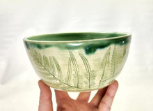 Load image into Gallery viewer, pottery bowl, soup bowl with fern impressions, FREE SHIPPING, handmade ceramic bowl