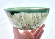 Load image into Gallery viewer, pottery bowl, soup bowl with fern impressions, FREE SHIPPING, handmade ceramic bowl