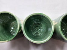 Load image into Gallery viewer, pottery cup "highball glass" green with ferns, FREE SHIPPING, ceramic cup