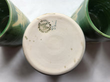 Load image into Gallery viewer, pottery cup "highball glass" green with ferns, FREE SHIPPING, ceramic cup