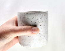 Load image into Gallery viewer, pottery cup "highball glass" speckled white, FREE SHIPPING, ceramic cup