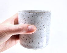 Load image into Gallery viewer, pottery cup "highball glass" speckled white, FREE SHIPPING, ceramic cup