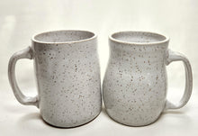Load image into Gallery viewer, pottery mug, speckled white with curvy sides, FREE SHIPPING, handmade ceramic mug