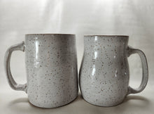 Load image into Gallery viewer, pottery mug, speckled white with curvy sides, FREE SHIPPING, handmade ceramic mug