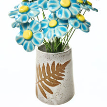 Load image into Gallery viewer, pottery vase, speckled white with ferns - FREE SHIPPING - ceramic vase
