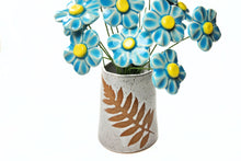 Load image into Gallery viewer, pottery vase, speckled white with ferns - FREE SHIPPING - ceramic vase