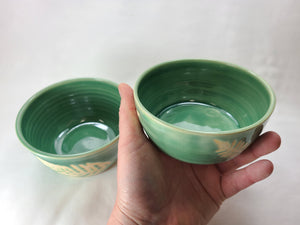 pottery bowl, cereal bowl with ferns, FREE SHIPPING