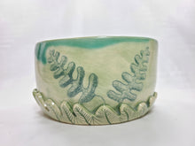 Load image into Gallery viewer, pottery bowl, serving bowl with 3D ferns, FREE SHIPPING, small ceramic serving bowl
