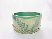 Load image into Gallery viewer, pottery bowl, serving bowl with 3D ferns, FREE SHIPPING, small ceramic serving bowl
