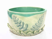 Load image into Gallery viewer, pottery bowl, serving bowl with 3D ferns, FREE SHIPPING, small ceramic serving bowl
