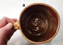 Load image into Gallery viewer, pottery mug with honey bees, FREE SHIPPING, handmade stoneware coffee mug
