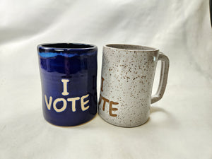 pottery mug I VOTE, FREE SHIPPING, handmade ceramic mug