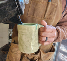 Load image into Gallery viewer, pottery mug with fern imprint, FREE SHIPPING, handmade ceramic fern mug
