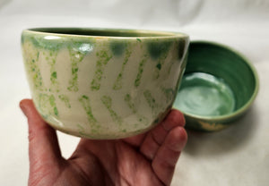 pottery bowl, cereal bowl with ferns, FREE SHIPPING