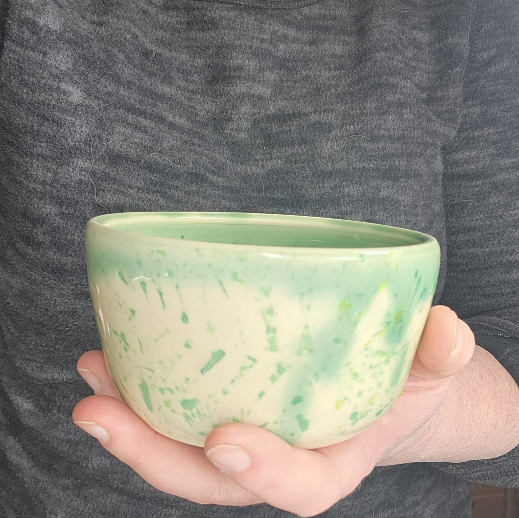 pottery bowl, cereal bowl with ferns, FREE SHIPPING