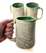 Load image into Gallery viewer, pottery mug with fern imprint, FREE SHIPPING, handmade ceramic fern mug
